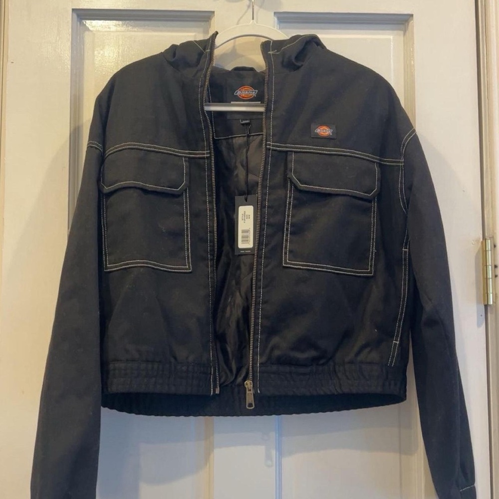 Dickies Black Hooded Jacket with Logo Patch